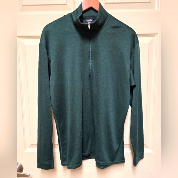 Patagonia Mens Capilene Green Half Zip Pull Over Sz Lg - Picture 1 of 10